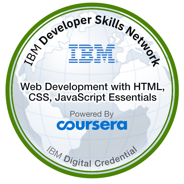 Web Development with HTML, CSS & JavaScript credential